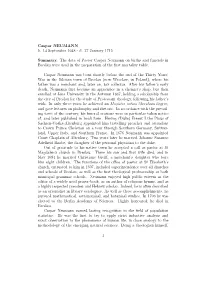 D. 27 January 1715 Summary. the Data of Pastor Caspar Neumann On