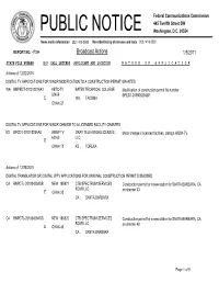 Broadcast Actions 1/3/2011