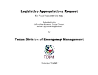 Legislative Appropriations Request for Fiscal Years 2022 and 2023