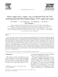 Native Copper and A-Copper–Zinc in Sediments from the TAG Ž / Hydrothermal Field Mid-Atlantic Ridge, 268N : Nature and Origin