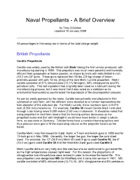 Naval Propellants - a Brief Overview
