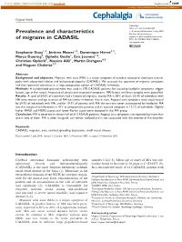 Prevalence and Characteristics of Migraine in CADASIL