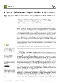 RNA-Based Technologies for Engineering Plant Virus Resistance