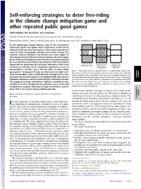 Self-Enforcing Strategies to Deter Free-Riding in the Climate Change Mitigation Game and Other Repeated Public Good Games