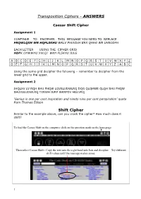 Shift Cipher