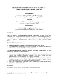 A Survey of Cdio Implementation Globally – Effects on Educational Quality