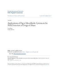 Applications of Paper Microfluidic Systems in the Field Detection of Drugs of Abuse" (2017)