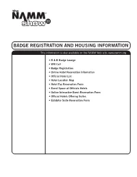 Badge Registration and Housing Information