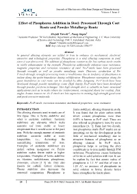 Effect of Phosphorus Addition in Steel: Processed Through Cast Route and Powder Metallurgy Route