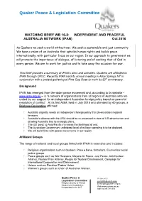 INDEPENDENT and PEACEFUL AUSTRALIA NETWORK (IPAN) Oct 2016