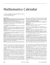 Mathematics Calendar