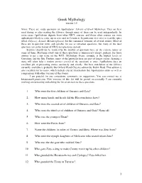 Mythology Study Questions