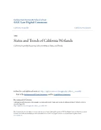Status and Trends of California Wetlands California Assembly Resources Subcommittee on Status and Trends