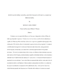 White-Tailed Deer, Coyotes, and the Ecology of Fear in a Longleaf