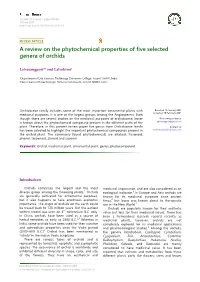 A Review on the Phytochemical Properties of Five Selected Genera of Orchids
