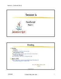 Javascript (Part 1)
