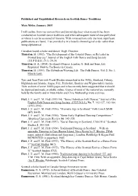 Published and Unpublished Research on Scottish Dance Traditions
