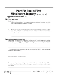 Acts 13-14) Application Guide: Acts 13 O 1