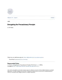 Derogating the Precautionary Principle