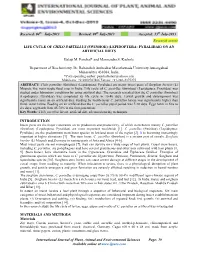 Life Cycle of Chilo Partellus (Swinhoe) (Lepidoptera: Pyralidae) on an Artificial Diets
