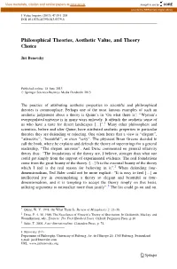 Philosophical Theories, Aesthetic Value, and Theory Choice
