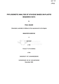 Phylogenetic Analysis of Vitaceae Based on Plastid Sequence Data