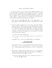 Real Analysis Honors Exam 1 Do the Best That You Can to Respond to The