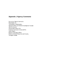 Appendix J Agency Comments