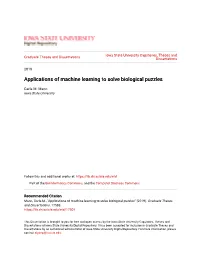 Applications of Machine Learning to Solve Biological Puzzles