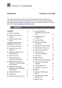 Daily Report Tuesday, 30 June 2020 CONTENTS