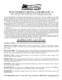 Do-It Yourself Carnival Game Idea List