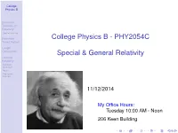 General Relativity General Relativity Relativistic Momentum Mass Equivalence Principle