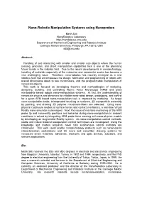 Nano-Robotic Manipulation Systems Using Nanoprobes