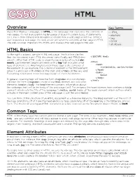 Overview Common Tags HTML Basics Element Attributes
