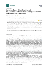Selenium-Epoxy ‘Click’ Reaction and Se-Alkylation—Eﬃcient Access to Organo-Selenium and Selenonium Compounds