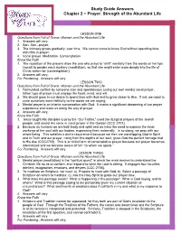 Study Guide Answers Chapter 2 ~ Prayer: Strength of the Abundant Life