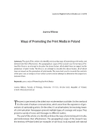 Ways of Promoting the Print Media in Poland