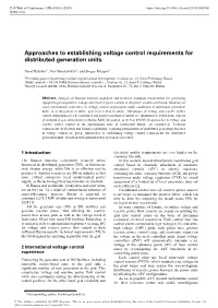 Approaches to Establishing Voltage Control Requirements for Distributed Generation Units