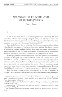 Art and Culture in the Work of Fredric Jameson