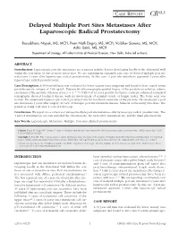 Delayed Multiple Port Sites Metastases After Laparoscopic Radical Prostatectomy