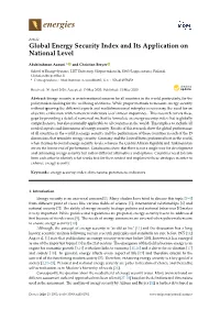 Global Energy Security Index and Its Application on National Level