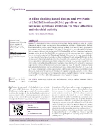 Imidazo[4,5-B] Pyridines As Lumazine Synthase Inhibitors for Their Effective Antimicrobial Activity