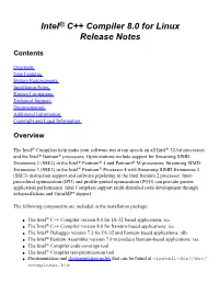 Intel(R) C++ Compiler 8.0 for Linux Release Notes
