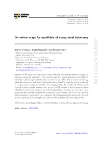 On Mirror Maps for Manifolds of Exceptional Holonomy JHEP10(2019)204 ]) 2 and 2 G ] (See Also [ 1 21 31 ]