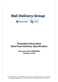 Timetable Information Data Feed Interface Specification