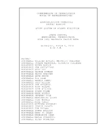 Commonwealth of Pennsylvania House of Representatives
