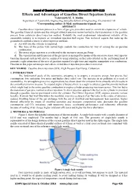 Effects and Advantages of Gasoline Direct Injection System Vishwanath M*, S