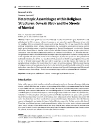 Heterotopic Assemblages Within Religious Structures: Ganesh Utsav and the Streets of Mumbai