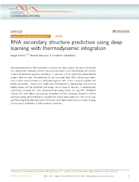 RNA Secondary Structure Prediction Using Deep Learning with Thermodynamic Integration ✉ Kengo Sato 1 , Manato Akiyama1 & Yasubumi Sakakibara1