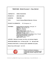 Tensile Testing of Metallic Materials: a Review